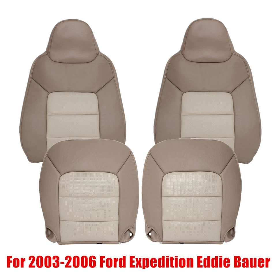 Cubierta de asiento de cuero de repuesto 2 tonos tostado para Ford Expedition Eddie Bauer 03-06 Foto 3 de 4
