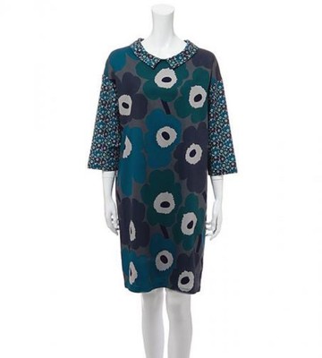 Marimekko Unikko Poppy Dress Size 34 Cotton Blend, Collared One 