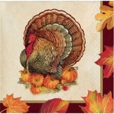 Turkey Traditions Beverage Napkins 16 Pack Thanksgiving Party Decorations