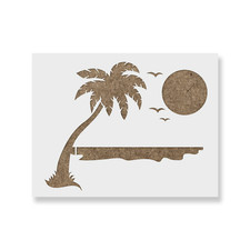 Beach Stencil - Reusable Stencils of a Beach Scene in Small Large Sizes