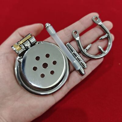 Male Flat Chastity Cage Edelstahl Peniskäfig Mit Tube Keuschheitskäfig Penisrohr