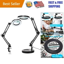 LED Magnifying Glass with Heavy Base & Adjustable Color for Crafts and Reading