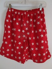 Lands' End Youth Boys Swim Shorts/Trunks Red w/White Stars Size L 14-16