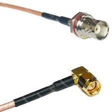 RG316 BNC FEMALE SM BULKHEAD to SMA MALE ANGLE RF Cable Rapid-SHIP LOT