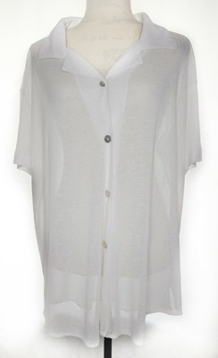 sheer white button up