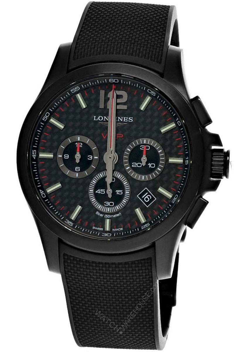Longines Conquest V.H.P. 44mm CHRONO Rubber Men's Watch L3