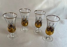 Gold & Crystal Apéritif/Shot Glasses Bohemian 4”T Drinkware Barware