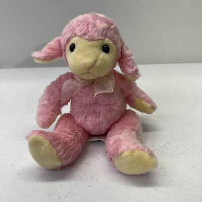 Vintage Kellytoy Beanpals Pink 7.5  Lamb, Sheep, Goat Stuffed Animal Plush Toy