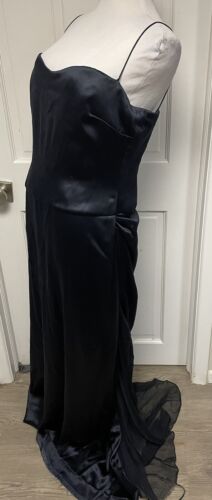 Vera Wang Gown Navy Long Silk Size 12  - Picture 1 of 9