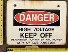 Vintage Porcelain Industrial Sign - Danger High Voltage DWP City of Los Angeles