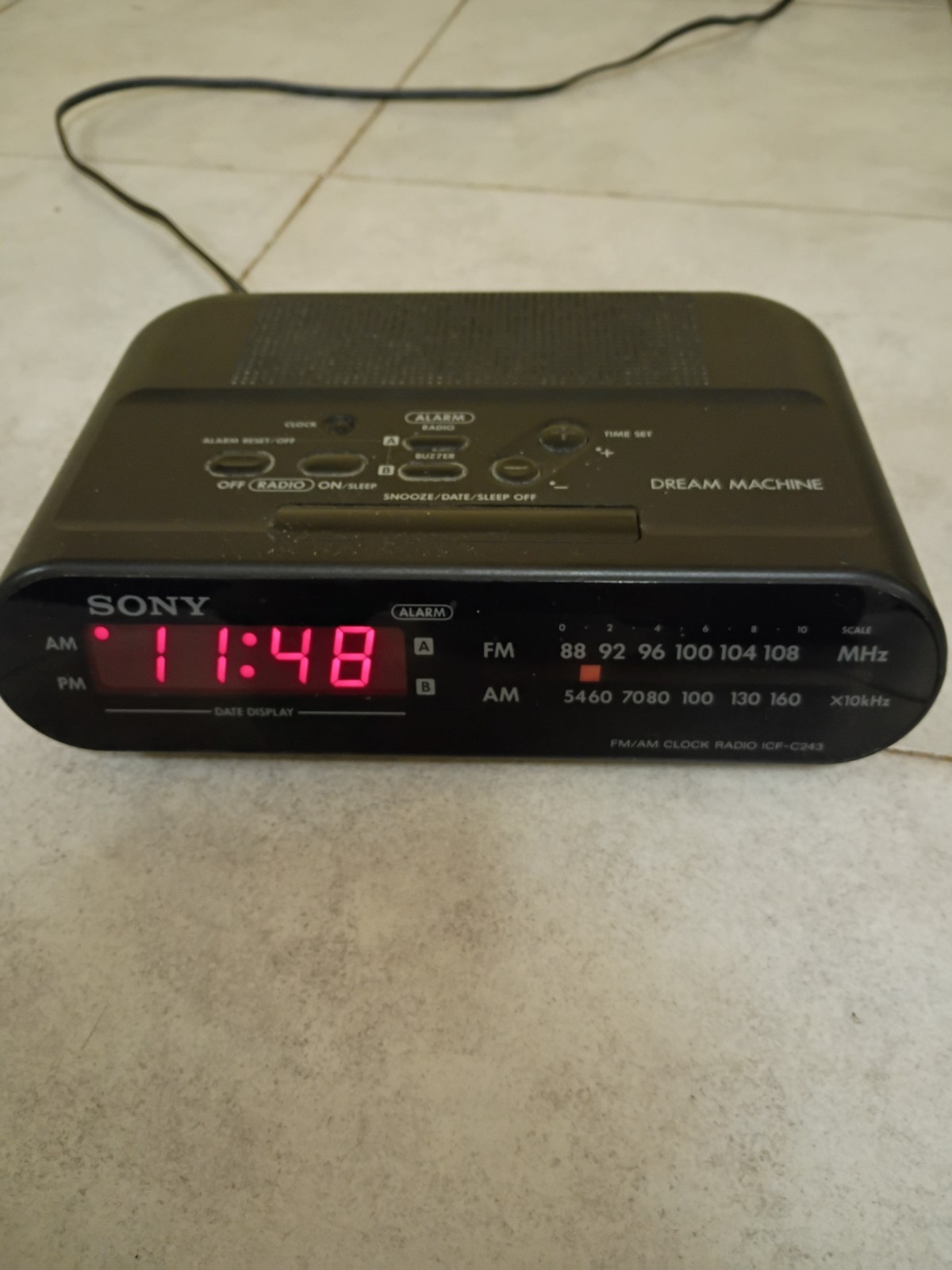 Sony ICF-C243 Dream Machine AM/FM Dual Alarm Digital Clock Radio Black Tested