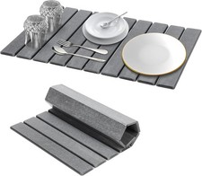 Large Foldable Stone Dish Drying Mat,24" 16",Heat-resistant Mat for Kitchen