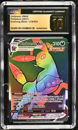 2021 Pokemon SWSH Umbreon Vmax Rainbow Evolving Skies 214/203 CGC 10 Pristine