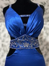 Royal Blue Satin Formal Gown Trumpet Silhouette Prom Pageant Dress Size 2 XS New