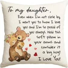 AVOIN Colorlife to My Daughter Throw Pillow Cover, 18 X 18 Inch Christmas Daught