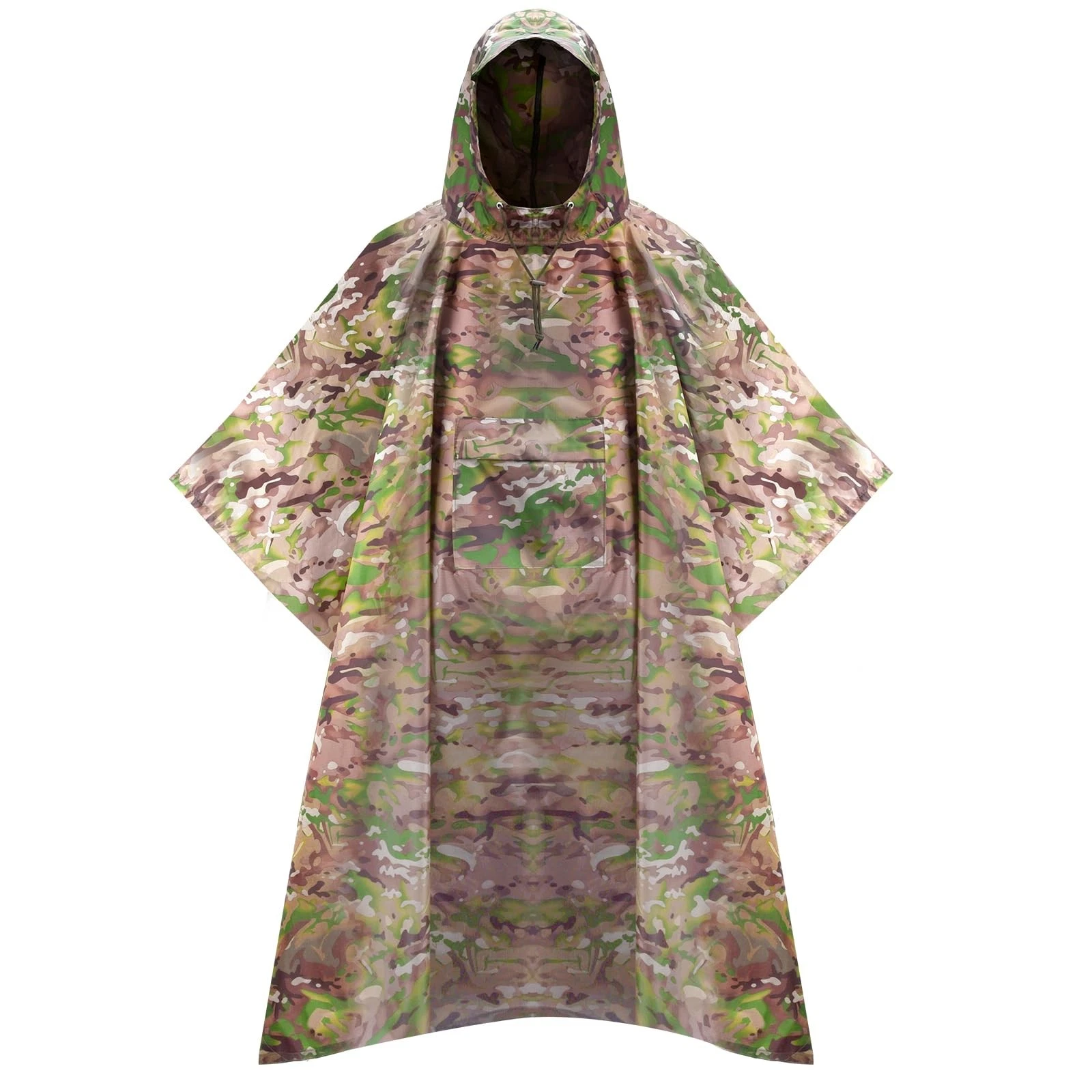 Military Rain Poncho, Camo Hunting Raincoat, Tactical Poncho Shelter, with Po...