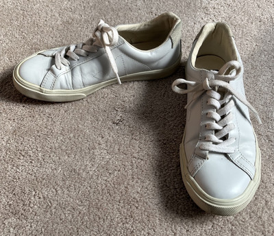 Veja Esplar White Leather w White Logo Lace Up Sneakers Shoes Sz. 6