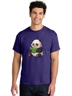 Panda-Reading Mens Graphic Tee, 100% Cotton, Casual Summer Wear