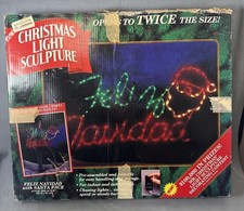 Vintage Large 20x36 Rope Light Outdoor FELIZ NAVIDAD Holiday Christmas Sign