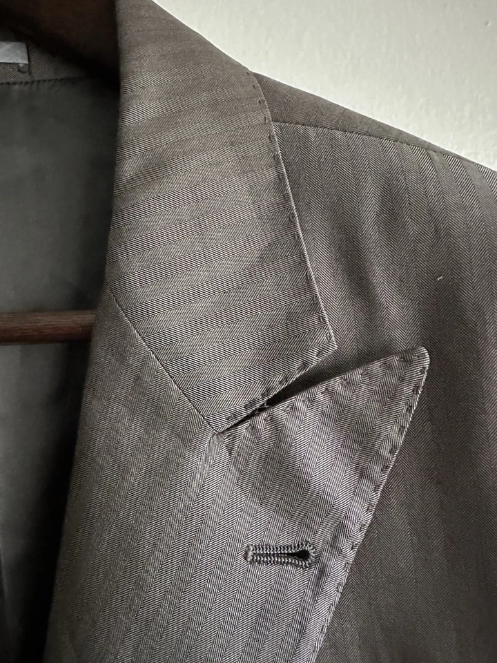 РЕДКИЙ блейзер Brunello Cucinelli Sea Isle хлопок пик лацкан елочка EU54 - Изображение 2 из 4