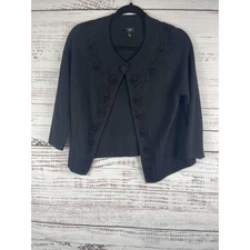 Talbots Sweater Women's Small Beaded Wool Angora Rabbit Cardigan Petite Elegant