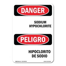 Sodium Hypochlorite-Hipoclorito De Sodio ANSI Danger Sign Metal Plastic Decal