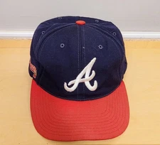 VTG American Needle Atlanta Braves Hat Cap Snap Back Block Head MLB Embroidered 