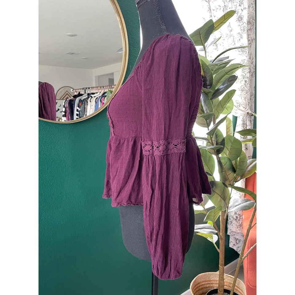 Top Campesino Altar'd State Boho Encaje Calado Para Mujer M Púrpura Cottagecore Pradera Foto 2 de 4