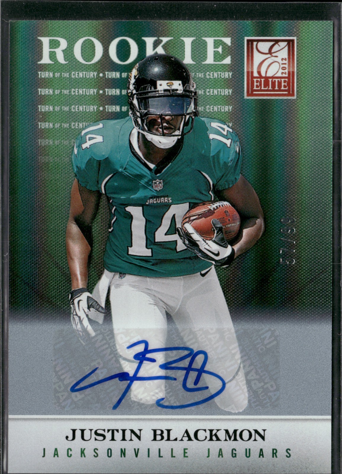 Justin Blackmon Panini Elite #105 Turn of the Century Autograph