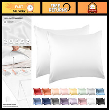 Set of 2 Standard 100 Cotton Pillowcases, 600 Thread Count, White, 20x26 Inches