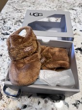 Brand New Baby Ugg Bixbee Chestnut Faux Fur Booties Size 02/03 12 to 18 Months