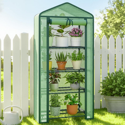 Greenhouse for Indoor Outdoor, Small Plastic Plant Green House 4-Tier Rack Stand