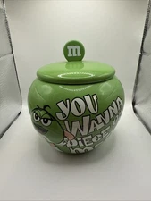 M&M’s Green Candy Jar Canister Collectors Rare