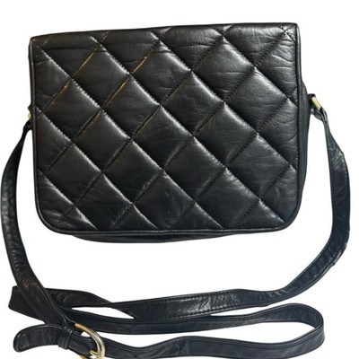 Talbots Black Quilted Leather Bag Shoulder Bag Crossbody Bag