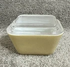 VTG Pyrex Homestead Refrigerator Dish Container Speckle Brown/Tan Milk Glass **