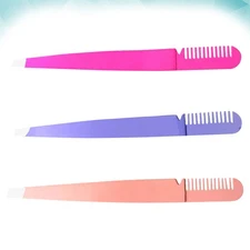 3 Pcs Stainless Steel Eyebrow Clip Beauty Tweezers Cosmetics Comb