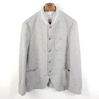 Luis Trenker Janker Men's Size 56 Beige Gray Blue Linen Cotton Jacket Coat