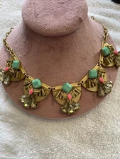 HANG TAG STELLA & DOT DEVINA ADJ. EXTENSION BRASS TONE METAL NECKLACE CRYSTALS