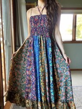 Earthbound Maxi Skirt / Dress Womens Large Paisley Boho Patchwork Festival