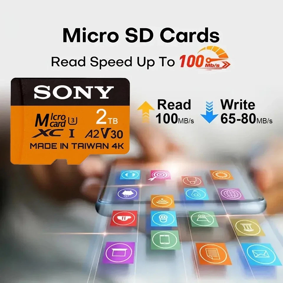 2TB 1TB 512GB 256GB 128GB 64GB Micro SD Card TF A2 V30 4K U3 High Speed Memory - Image 4 of 4