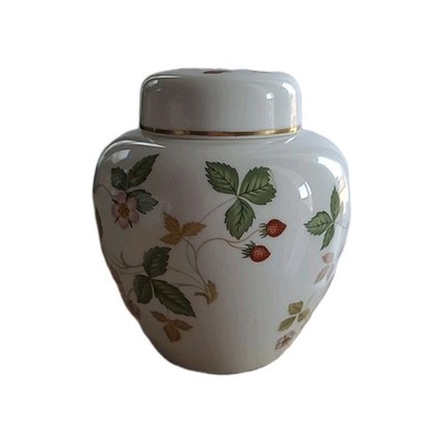 Wedgwood Wild Strawberry Small Ginger Jar With Lid Bone China England 4'' × 4''