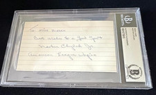 Nestor Chylak (d1982) signed 3x5 index autograph baseball HOF umpire auto BAS