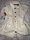 Calvin Klein Jeans Girls 12M Beige 2-Piece Dress & Bloomers Button Belted — photo 2