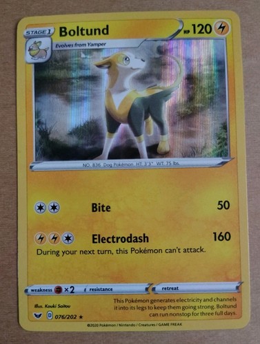 Pokemon Sword & Shield Base Set Boltund 76/202 Holo Rare NM