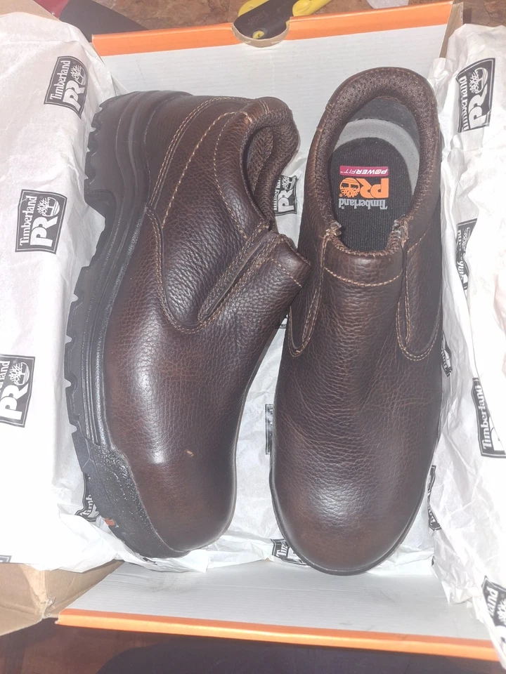 bota de trabalho timberland pro titan masculina tamanho 10,5 largura sapatos couro marrom biqueira de aço - Imagem 4 de 4