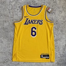 NWT Nike LeBron James LA Lakers Gold yellow Dri Fit Jersey 6 Men s Size Large