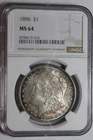 1896 Toned Morgan Silver Dollar MS64 #16 Blue Rims