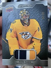 2023-24 UD Engrained Juuse Saros  Ebony Memoriabliia Patch 04/35 🔥Nashville