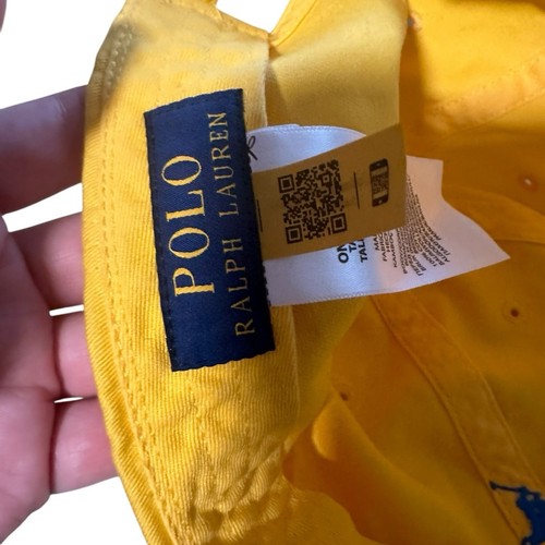Polo Ralph Lauren Adjustable Yellow Classic Chino Ball Cap w/ Blue Pony Logo - Picture 4 of 5