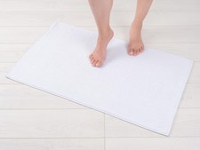 Soft Cotton Bath Rug 20x34 White, Washable Shaggy Bathroom Mat Non Slip